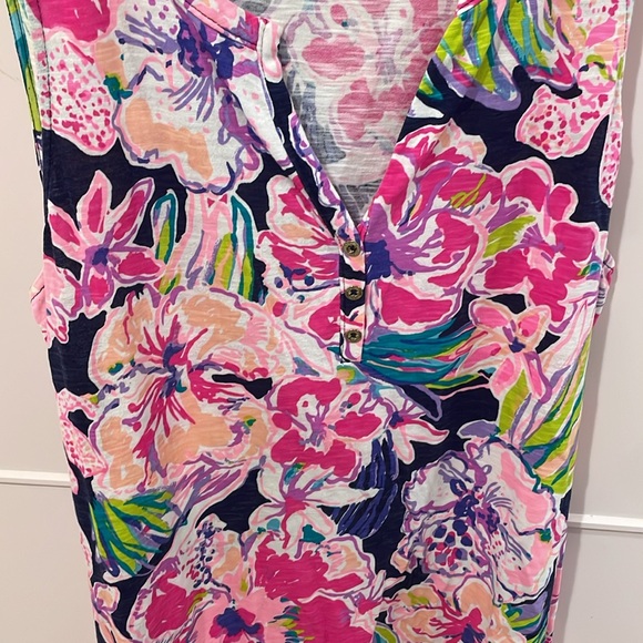 Lilly Pulitzer Asymmetric Hem Henley Dress XL - Picture 2 of 3